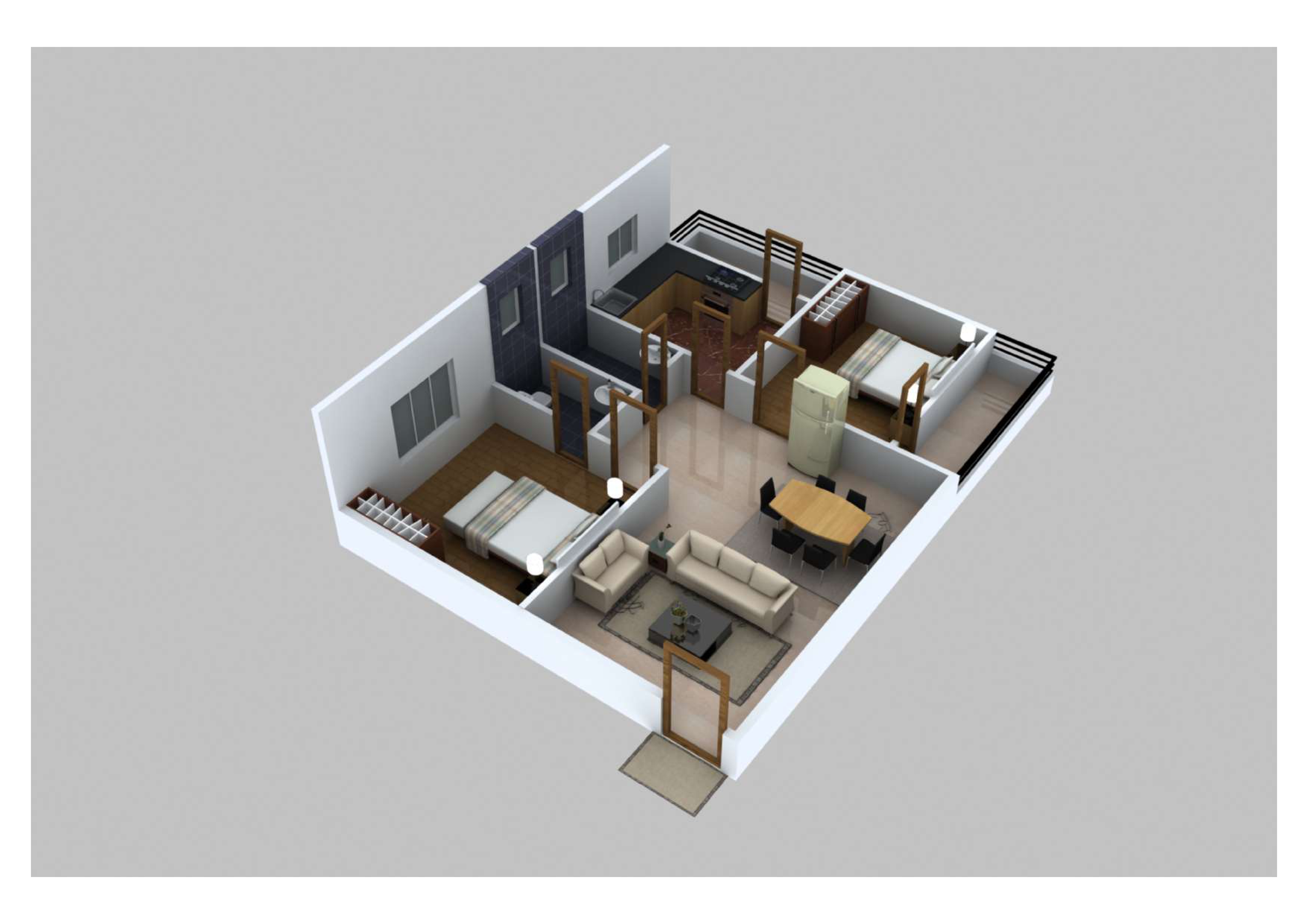 Architectural drawing of a south-facing building
